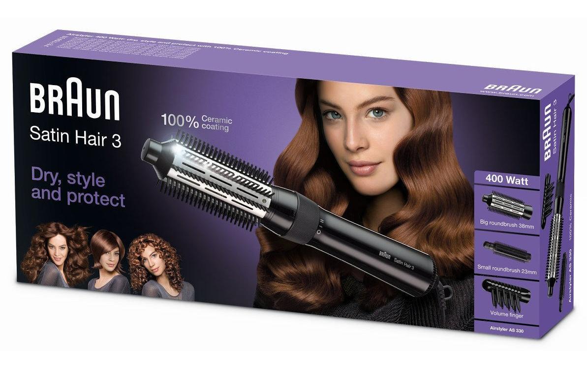 Warmluftbürste Satin hair 3 AS 330Warmluft-Lockenbürste für gesund glänzendes Haar