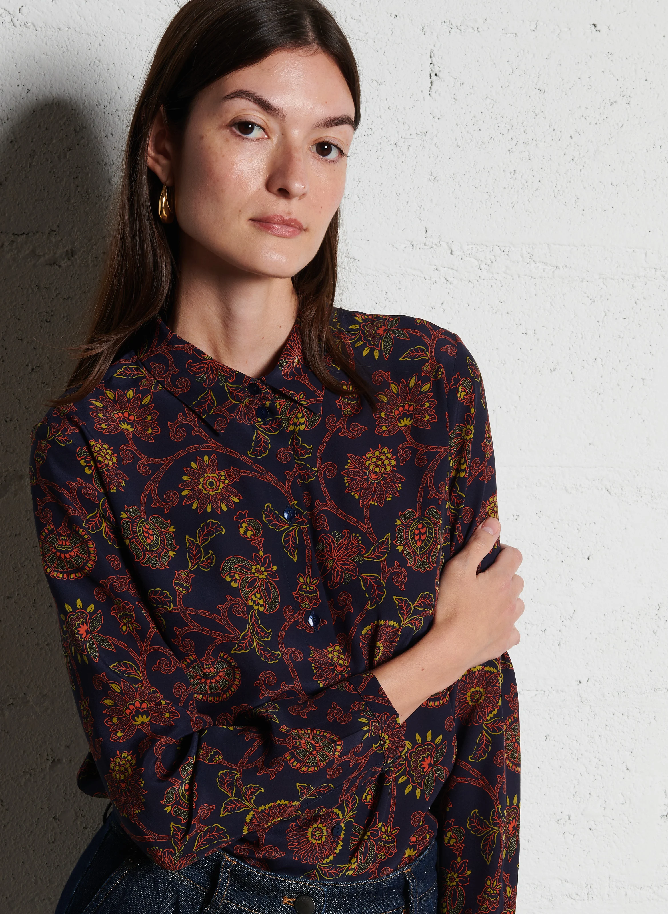 MEUDON - Chemise col classique en soie | Bleu