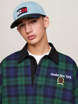 Boné de beisebol Tommy x Awake NY em jeans xadrez