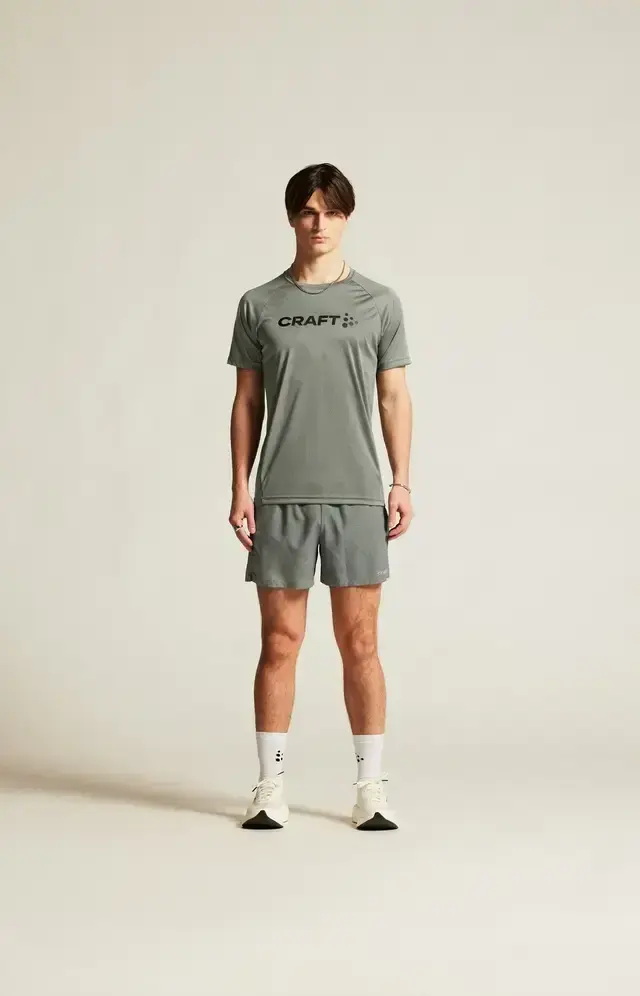 Craft CORE Unifly Logo Hardloopshirt Korte Mouwen Grijs/Groen Heren