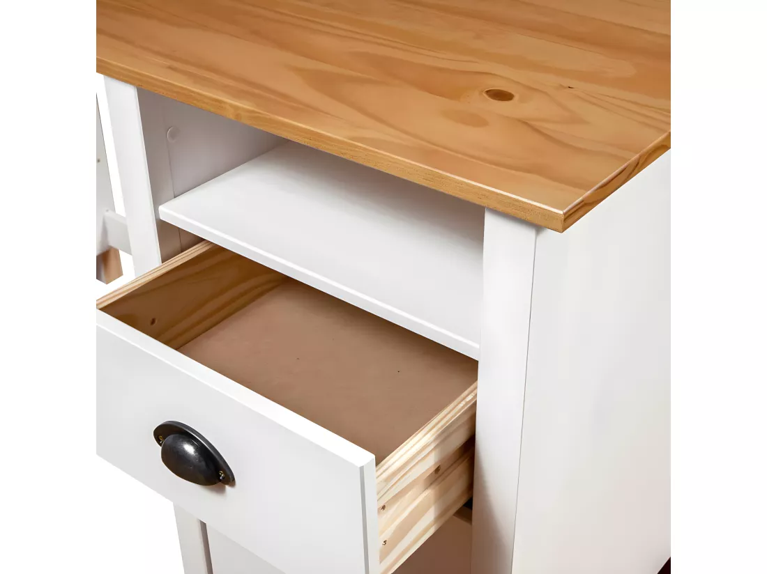 Bureau Hill avec 3 tiroirs 120x50x74 cm Bois pin massif