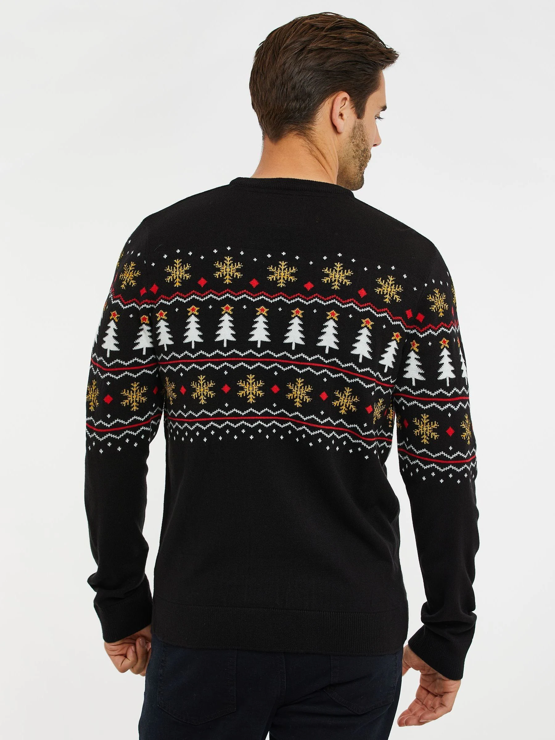 Zwart - Threadbare kersttrui met ronde hals
