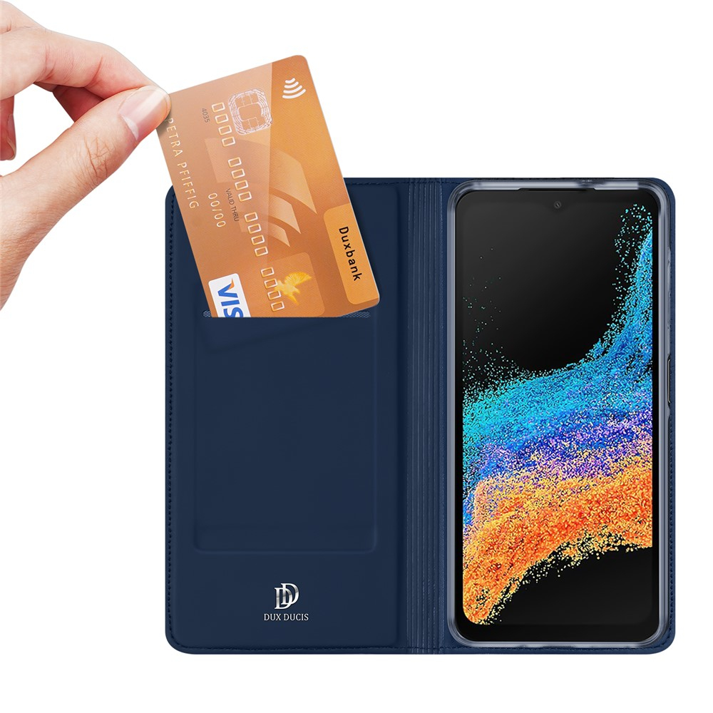 Samsung Galaxy XCover7 Pro Flip Wallet Cover Leder Tasche - Blau