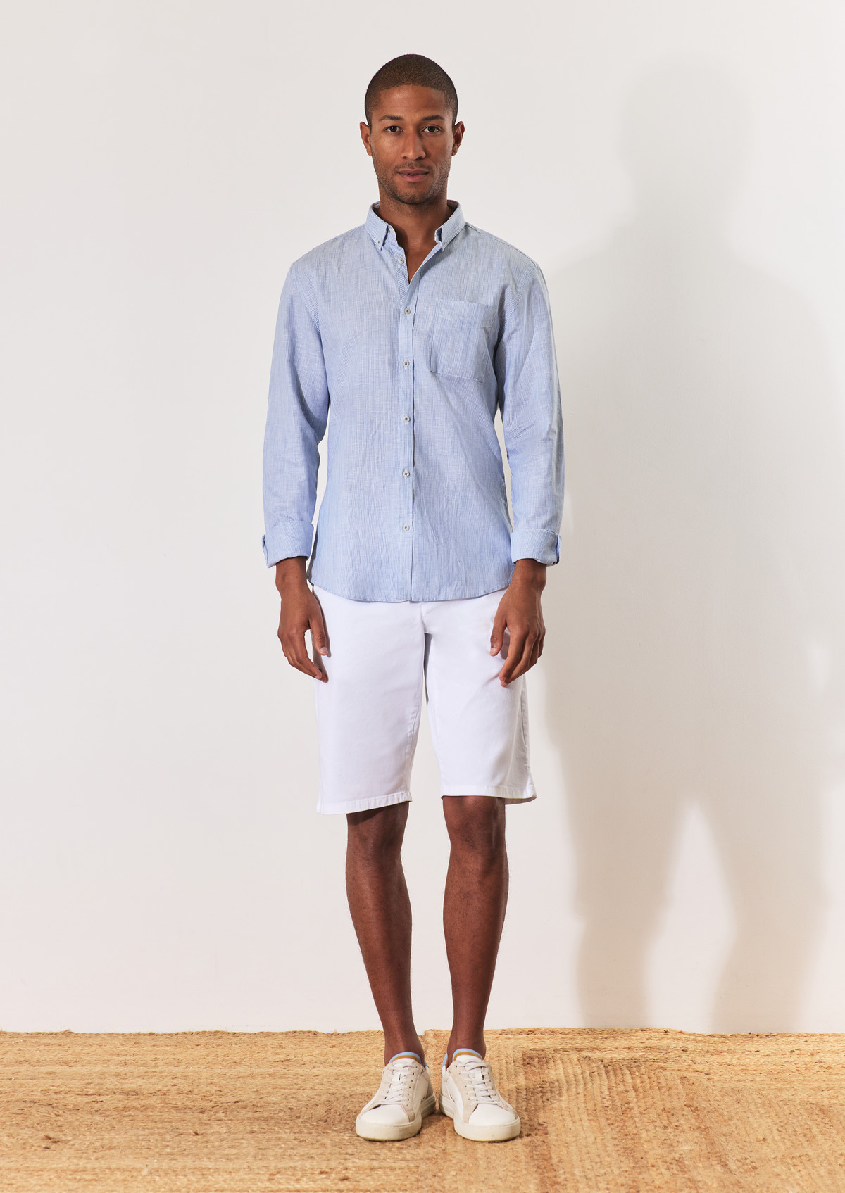Bermuda en coton stretch uni blanc
