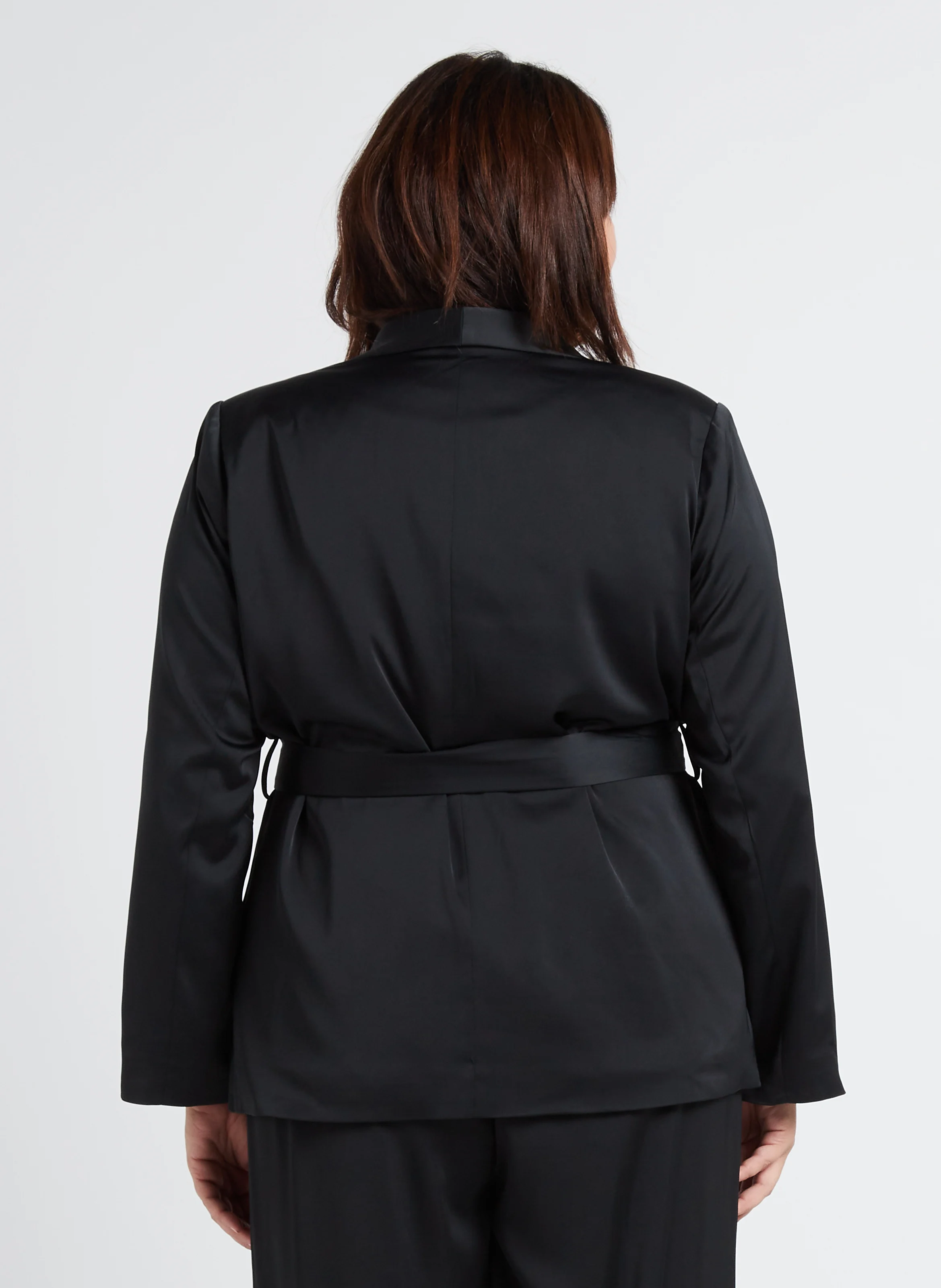 KAY - veste col tailleur satinée | Noir