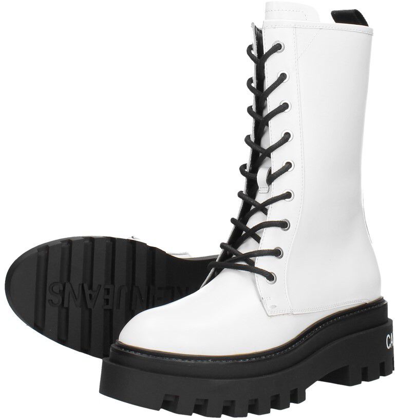 Calvin Klein Flatform Mid Lace Up Boot wit