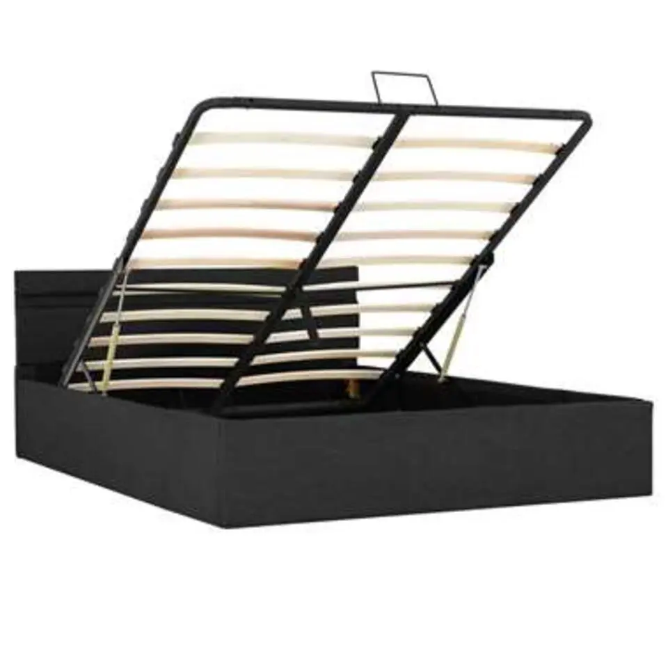 vidaXL - Bed met opbergruimte en LED - Donkergrijs - Stof - 140x200 cm