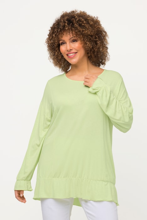 Shirt, Volants, Oversized, Rundhals, Langarm