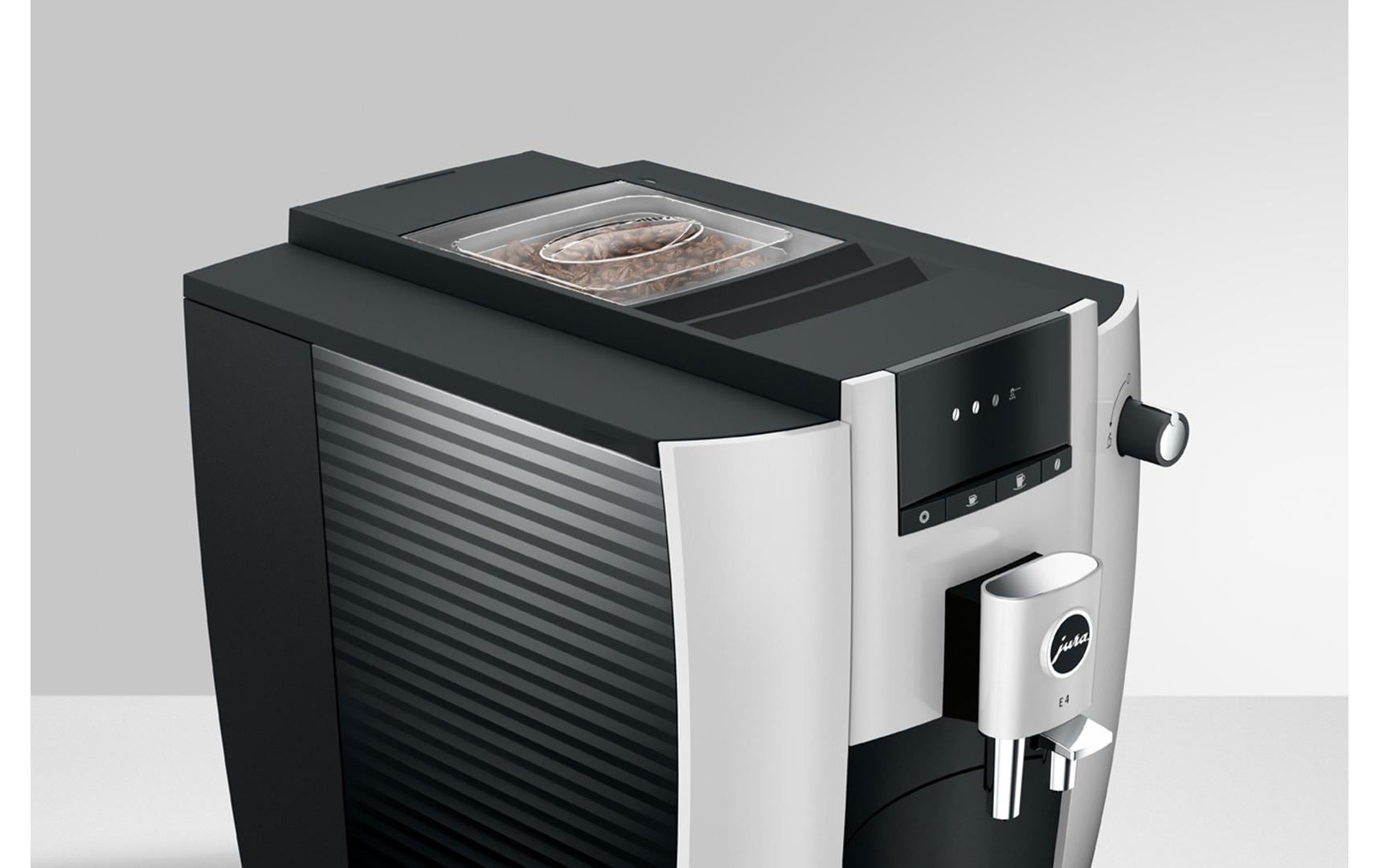 Kaffeevollautomat E4 Platin (SA)<br>Zweitassen-Vollautomat für fünf verschiedene Kaffeegetränke