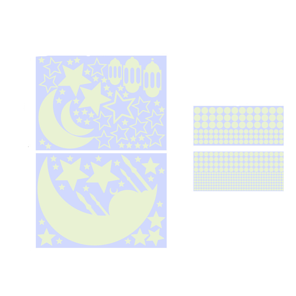 (484-tlg. Set) Ramadan Leuchtsterne Fluoreszierende Eid Mubarak Wandsticker Bajram Sternenhimmel