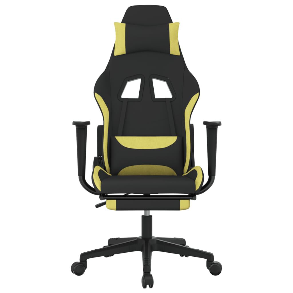 vidaXL Gaming stoel met voetenbank, zwart en lichtgroen, stof