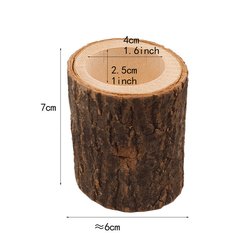 (3er Set) Holz Teelicht Halter Home Deko Accessoire Baumstamm Kerzen Ständer