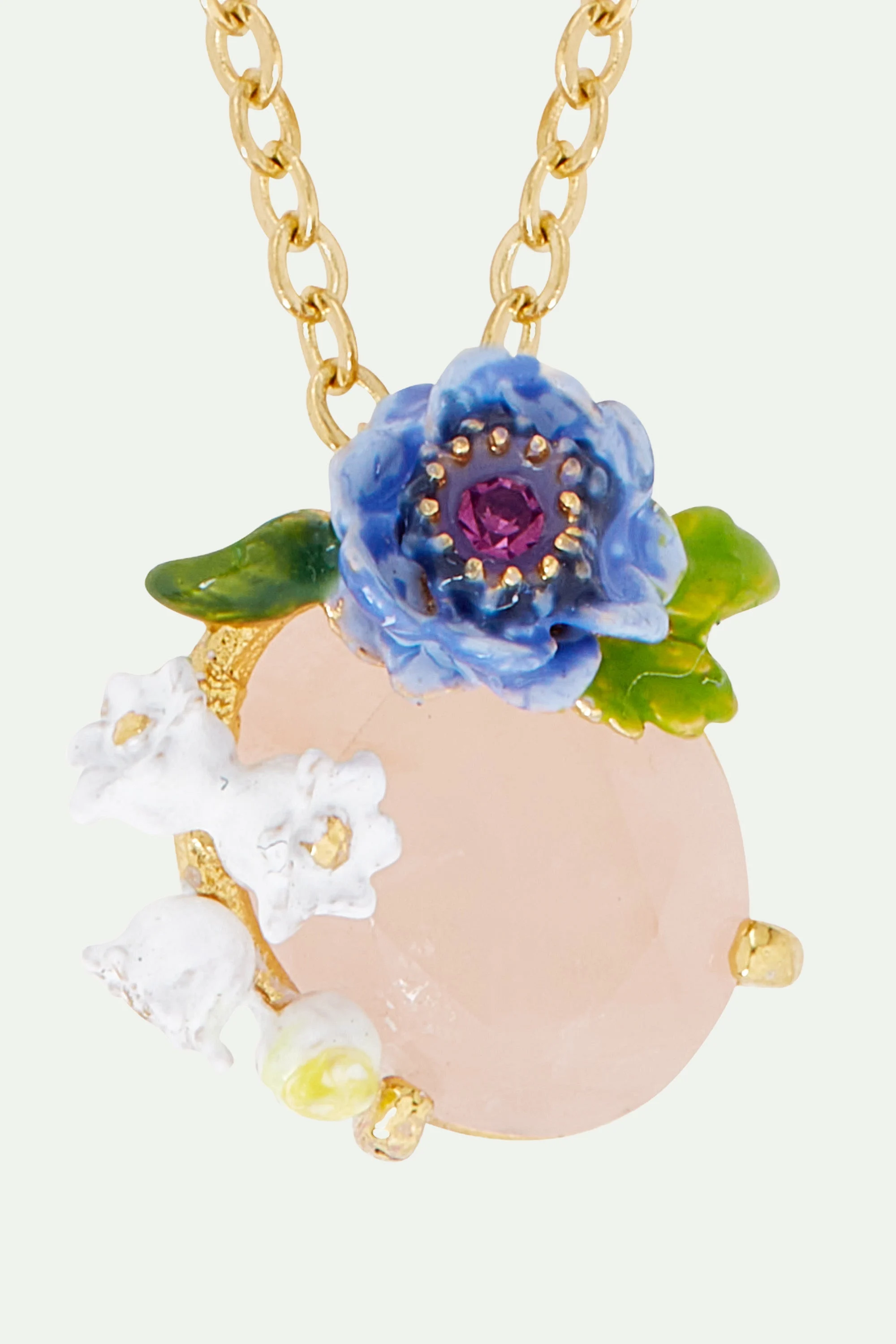 Collier pendentif quartzcomposition florale | Multicolore