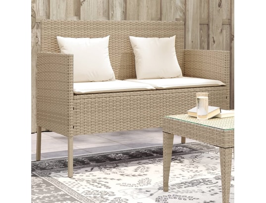 VIDAXL - Banc de jardin avec coussins beige résine tressée