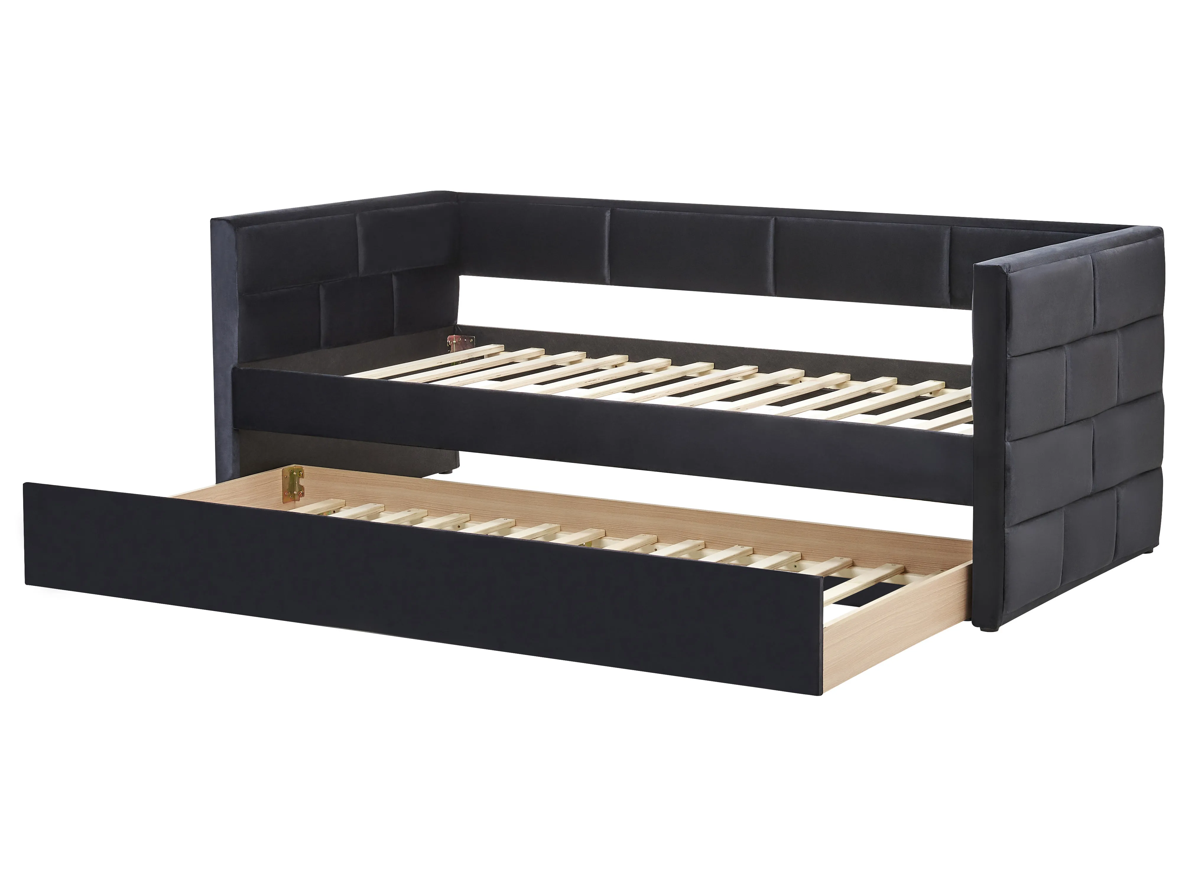 Onderschuifbed Fluweel CHAVONNE 90 x 200 cm Zwart