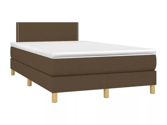 Sommier tapissier matelas et LED Marron foncé 120x200 cm Tissu