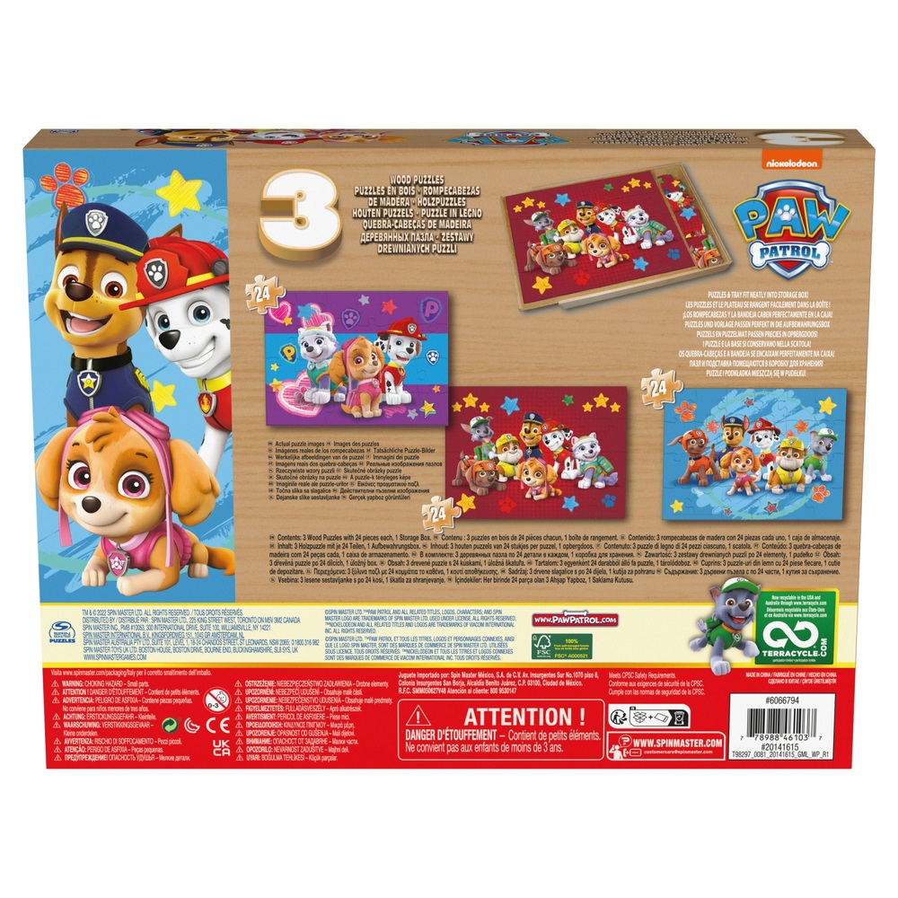 PAW Patrol Holzpuzzle 3er-Pack und Aufbewahrungsschale
