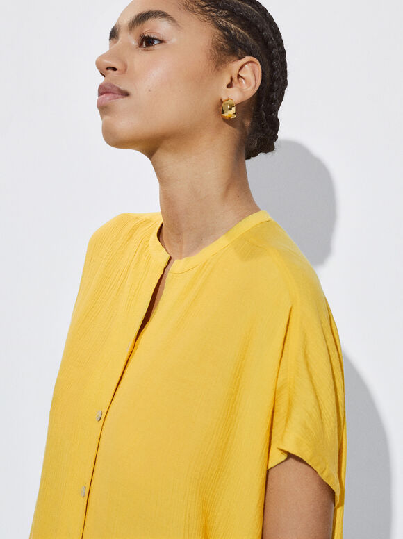 Vestido camisa fluido - Amarelo