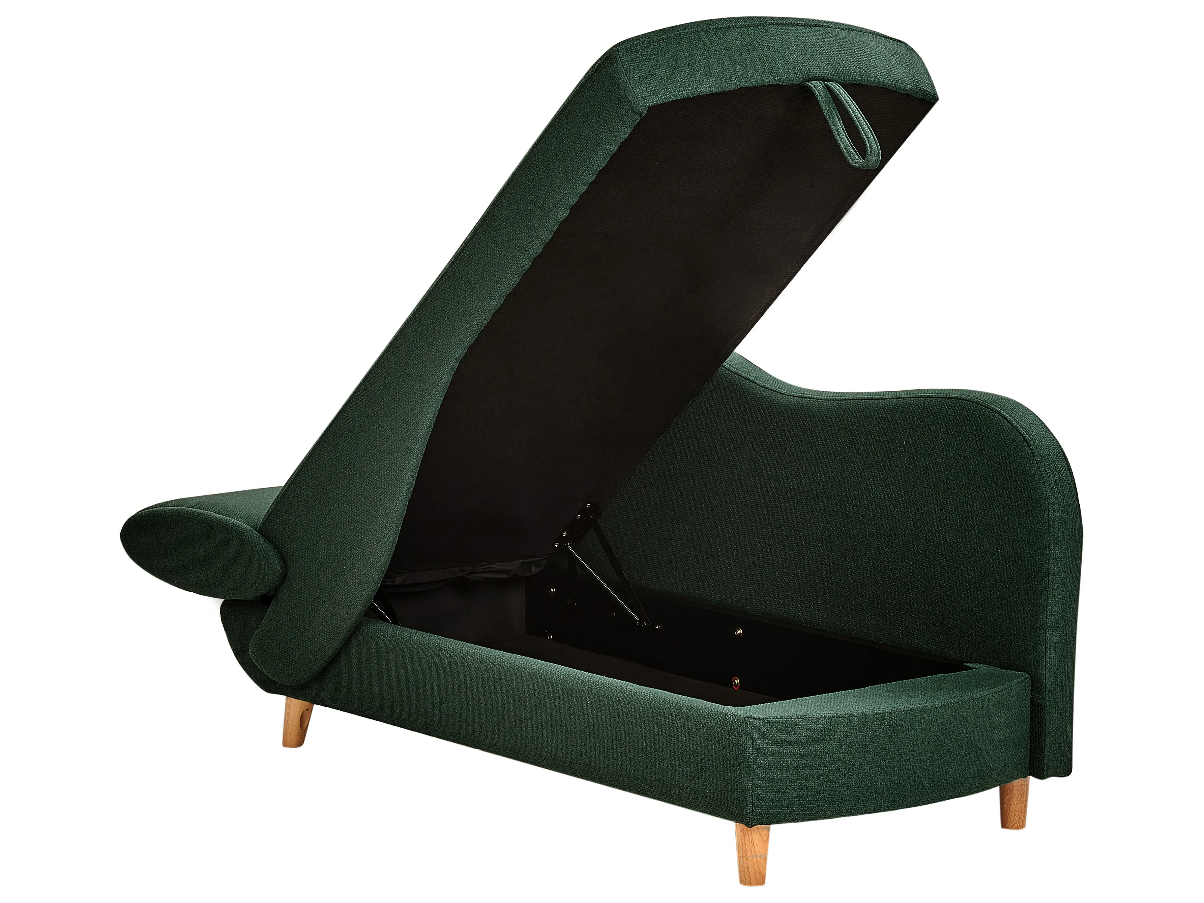 Linkszijdige chaise longue MERI Kunstlinnen Groen met opbergruimte