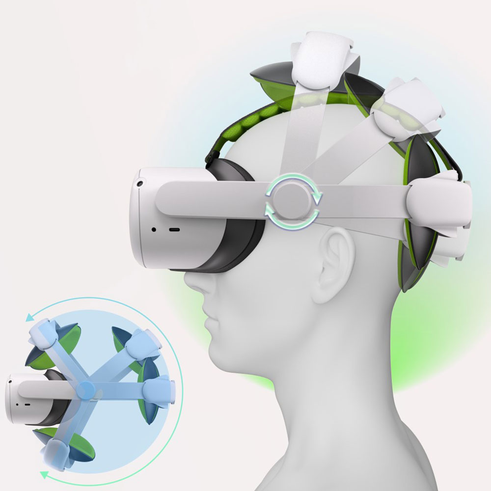 Q20 VR-Kopfband für Meta / Oculus Quest 2 (Grössenverstellbar) - Schwarz / Grün