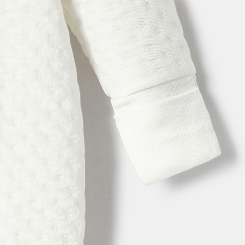Pyjama pieds et mains amovibles en molleton reliefé 2 en 1 blanc naissance Absorba