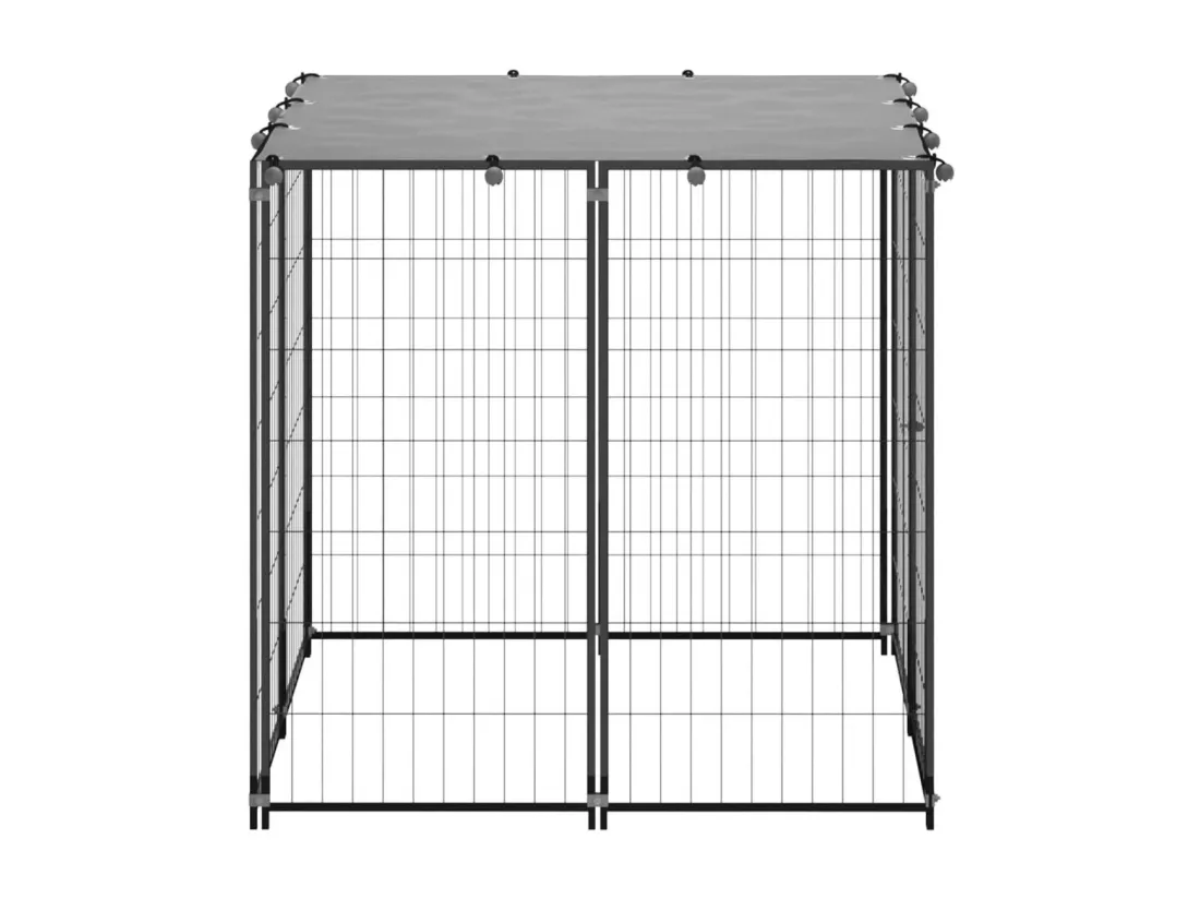Chenil extérieur cage enclos noire 110 x 110 x 110 cm 02_0000490