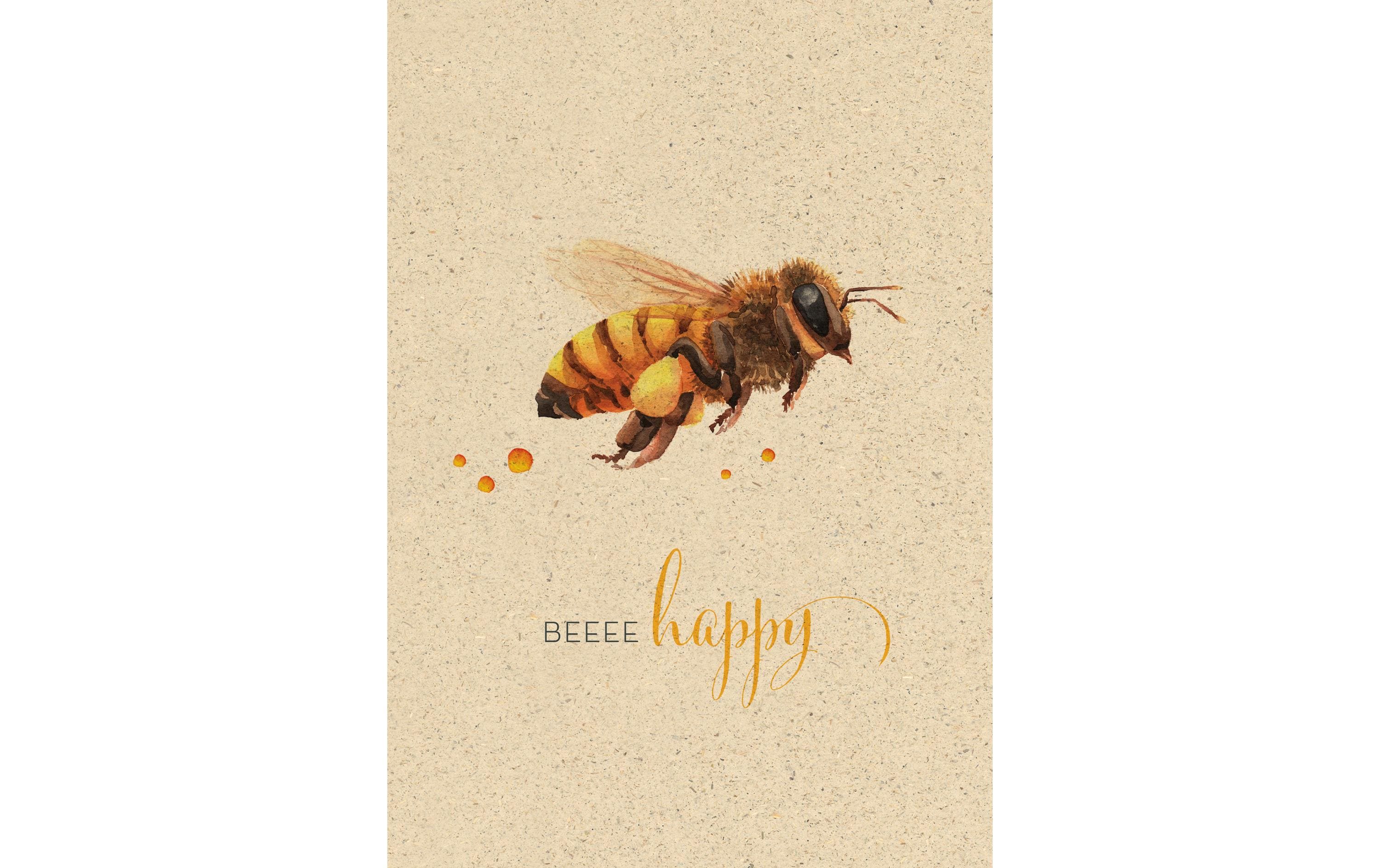 Motivkarte Bee Happy 17.5 x 12.2 cmGraspapierkarte