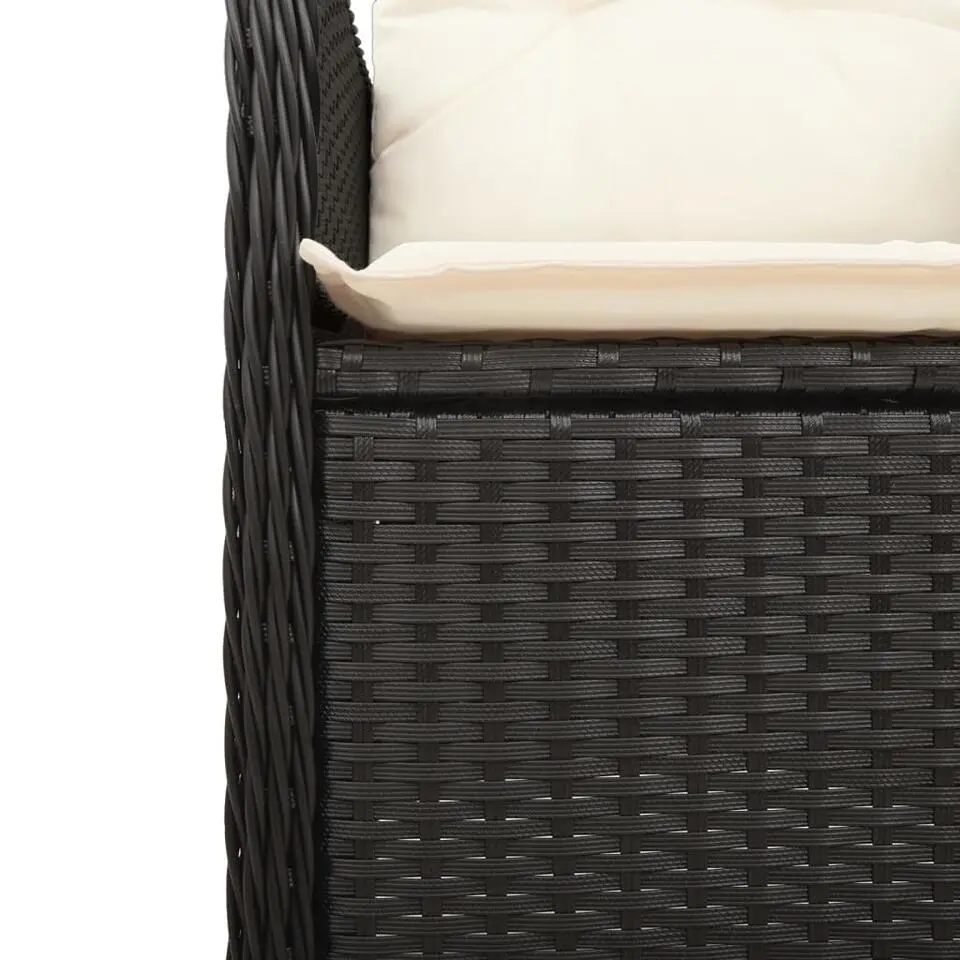 vidaXL - Tuinstoel verstelbaar met kussens - Zwart - Poly rattan
