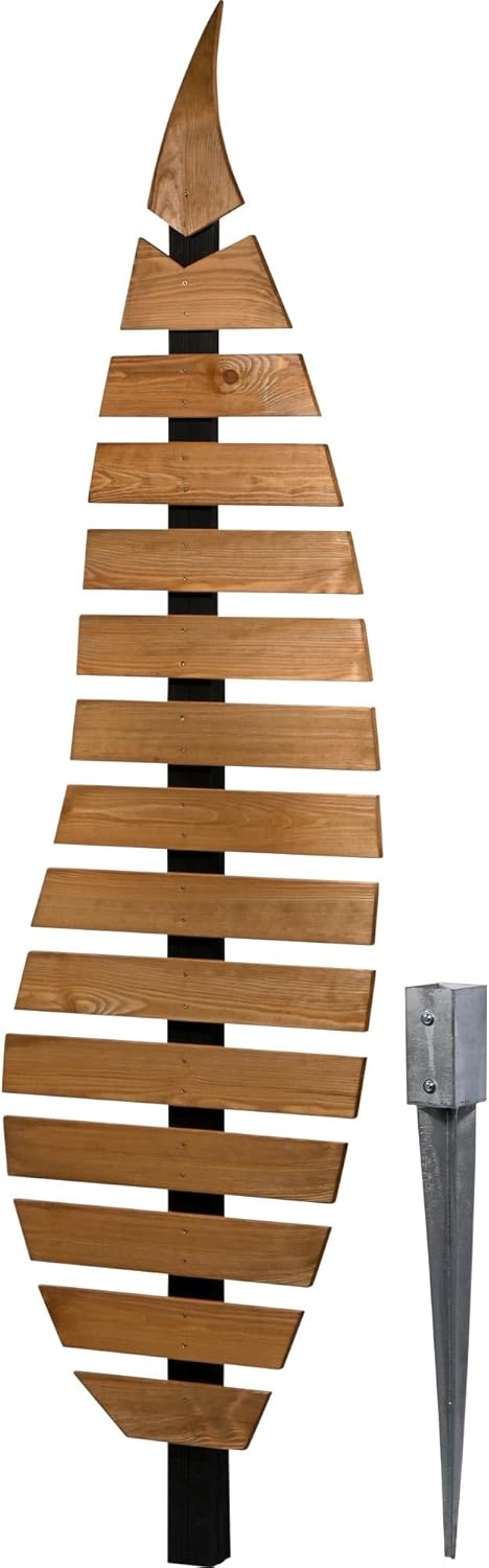 dobar® Green Label Rankhilfe Abstractus in Blattform zweifarbig aus Holz - Rankgerüst stehend mit Pfahl für Garten - Pflanzstütze für Kletterpflanzen