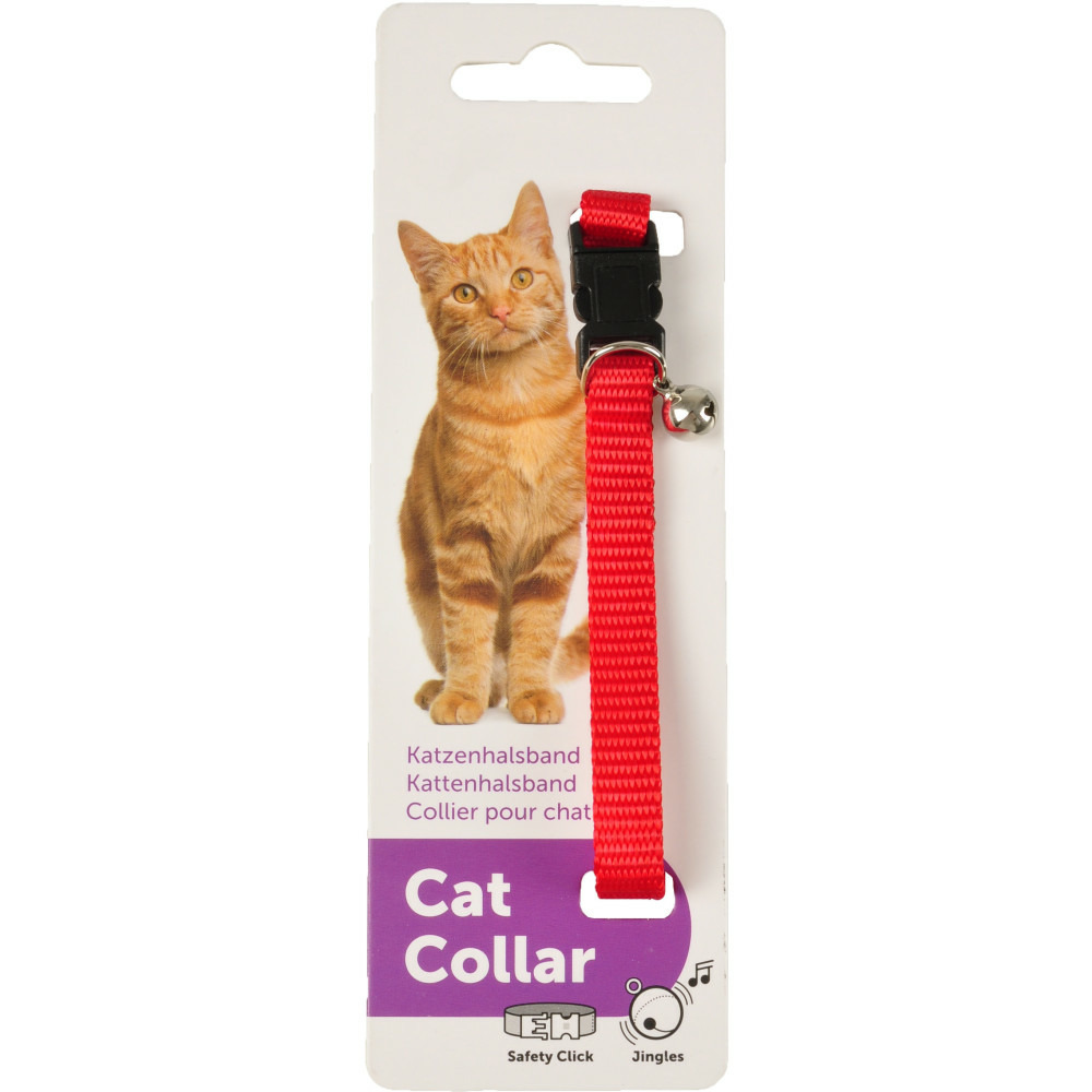 Collier réglable de 20 à 35 cm rouge avec clochette pour chat