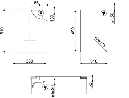 SMEG - Domino induction SIM3323D Domino induction, Zone extensible, Slider