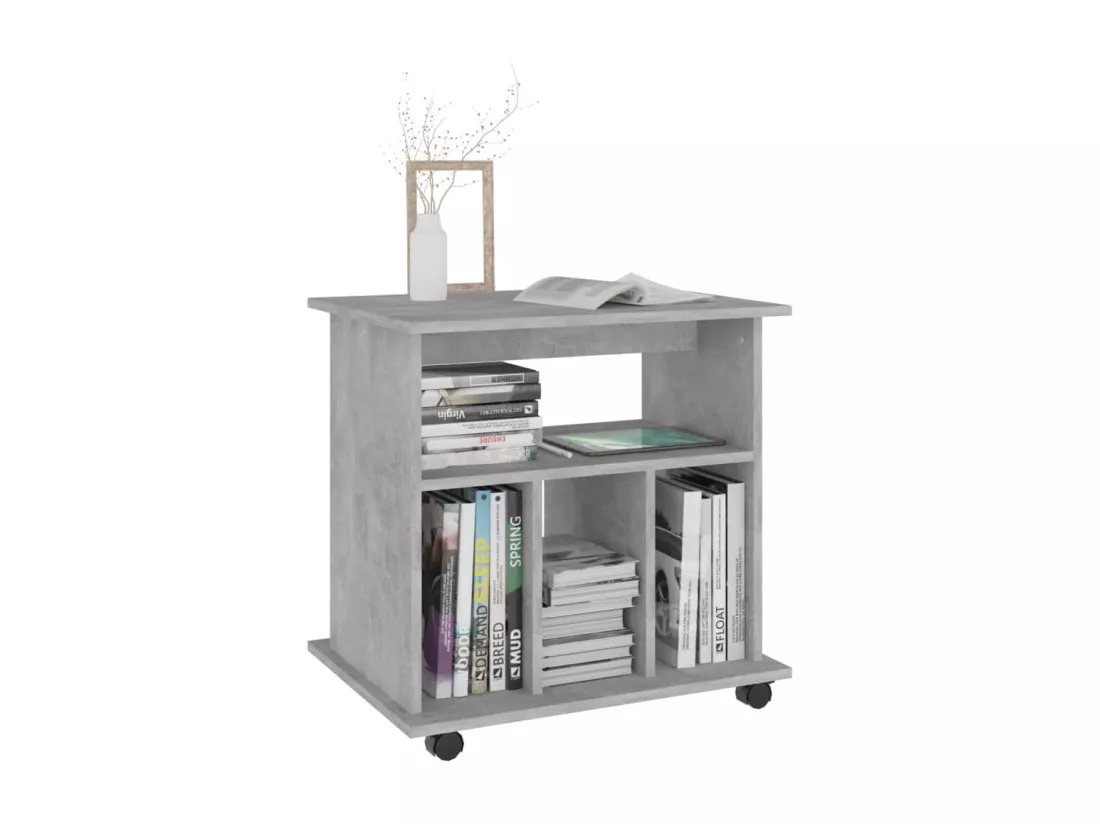 Armoire à roulettes Gris béton 60x45x60 cm Bois d’ingénierie