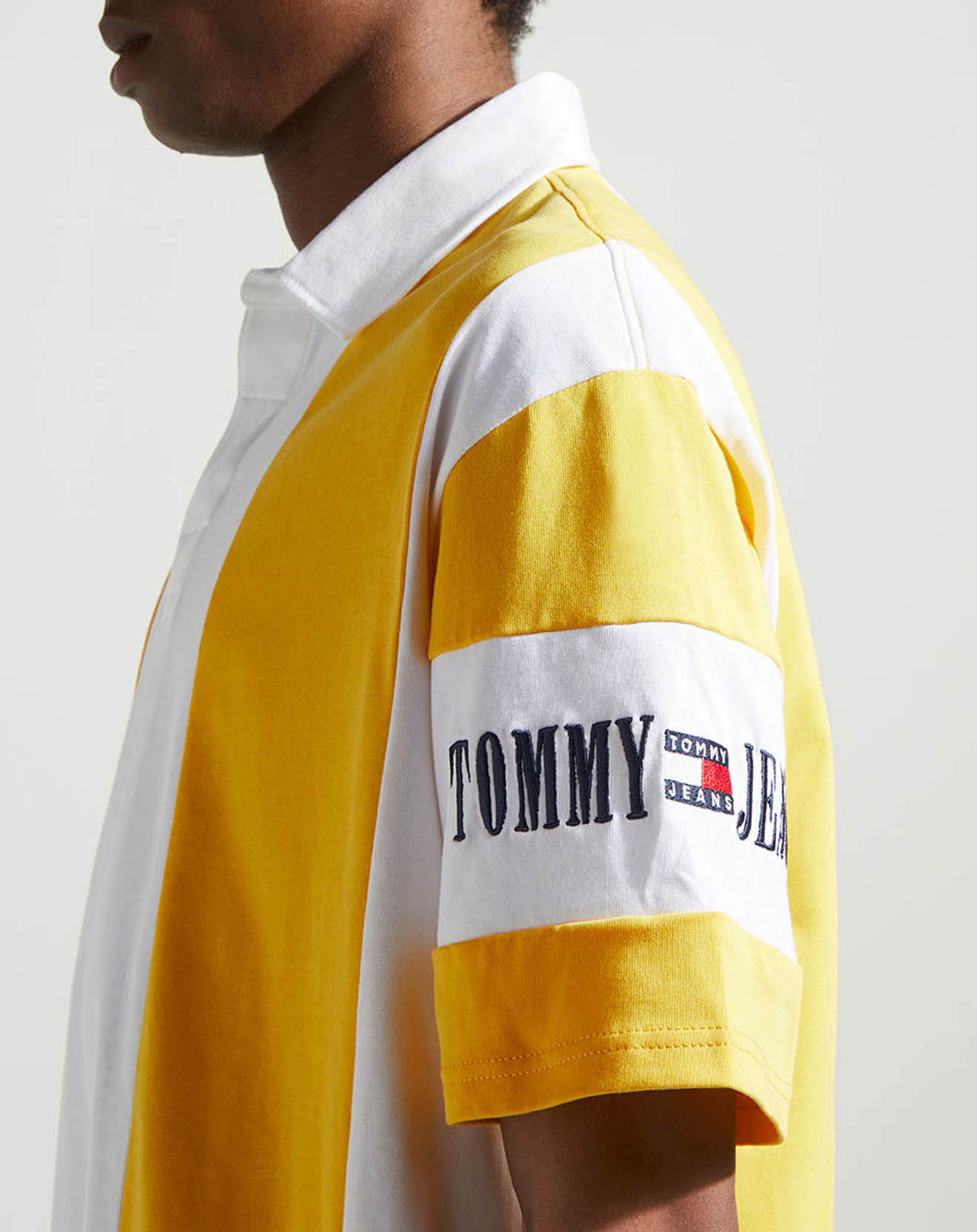 Tommy Jeans Polo oversized Archive jaune/blanc