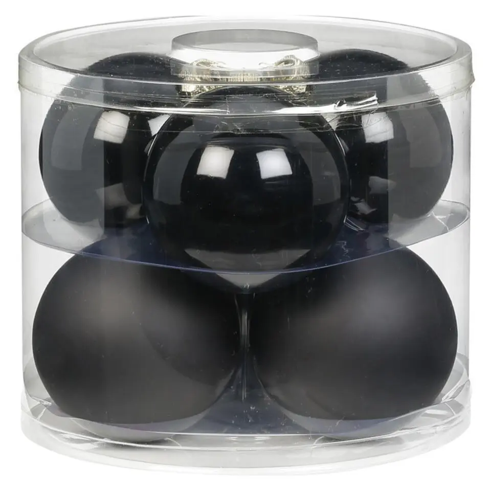 Inge Christmas grote kerstballen - 6x- zwart - 10 cm - glas
