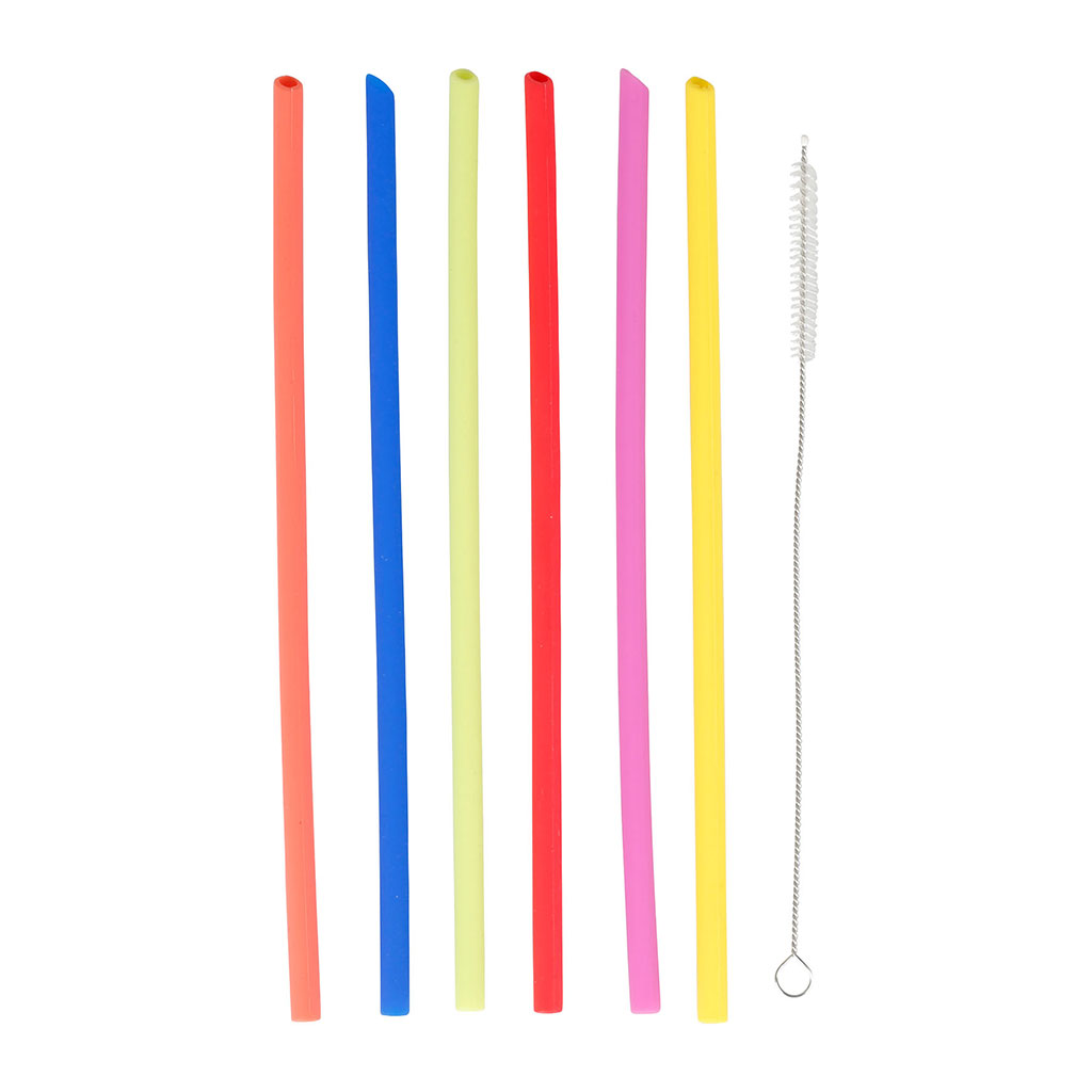 Lot de 6 pailles réutilisables silicone et goupillon