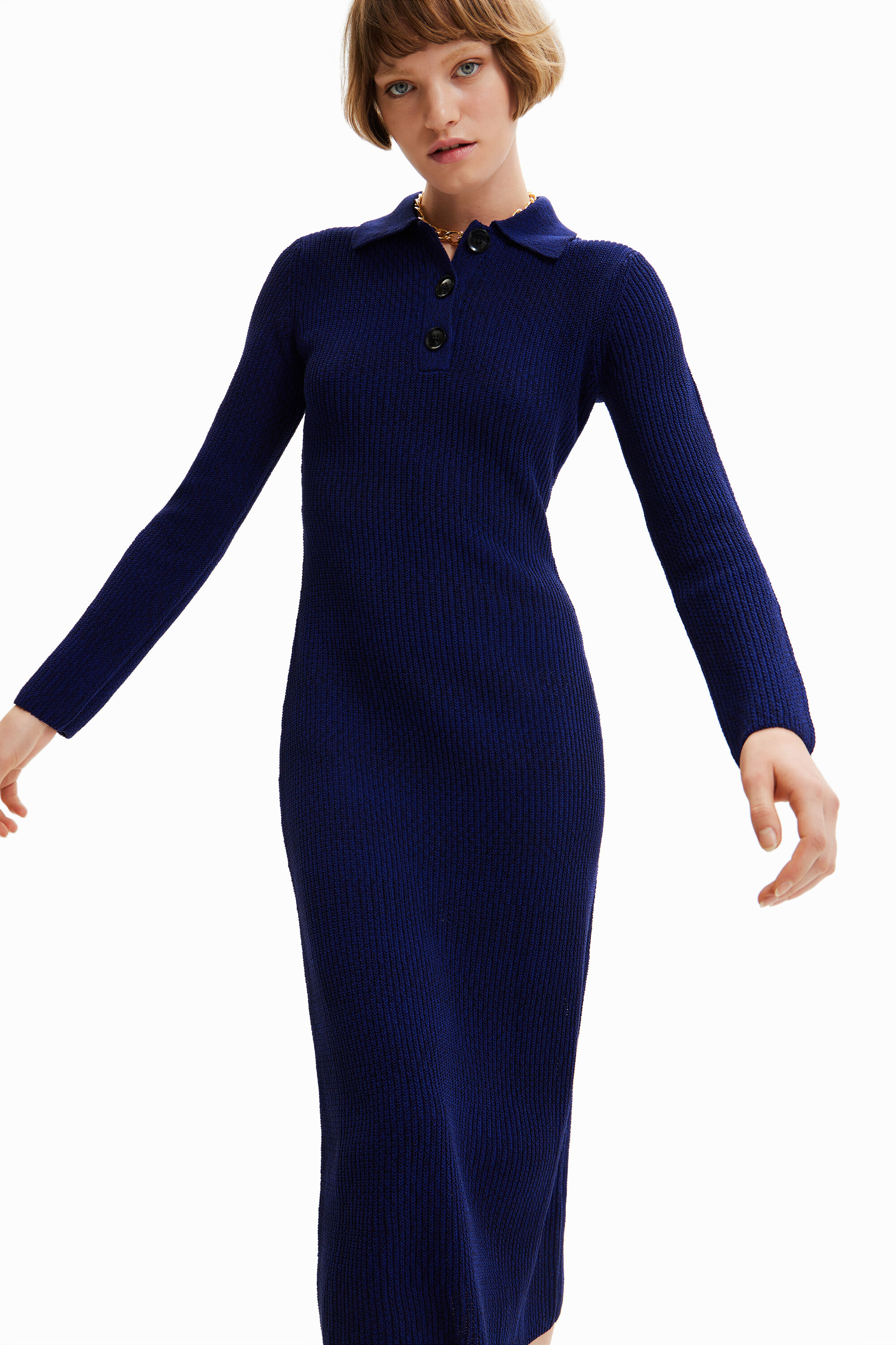 Robe midi tissu côtelé