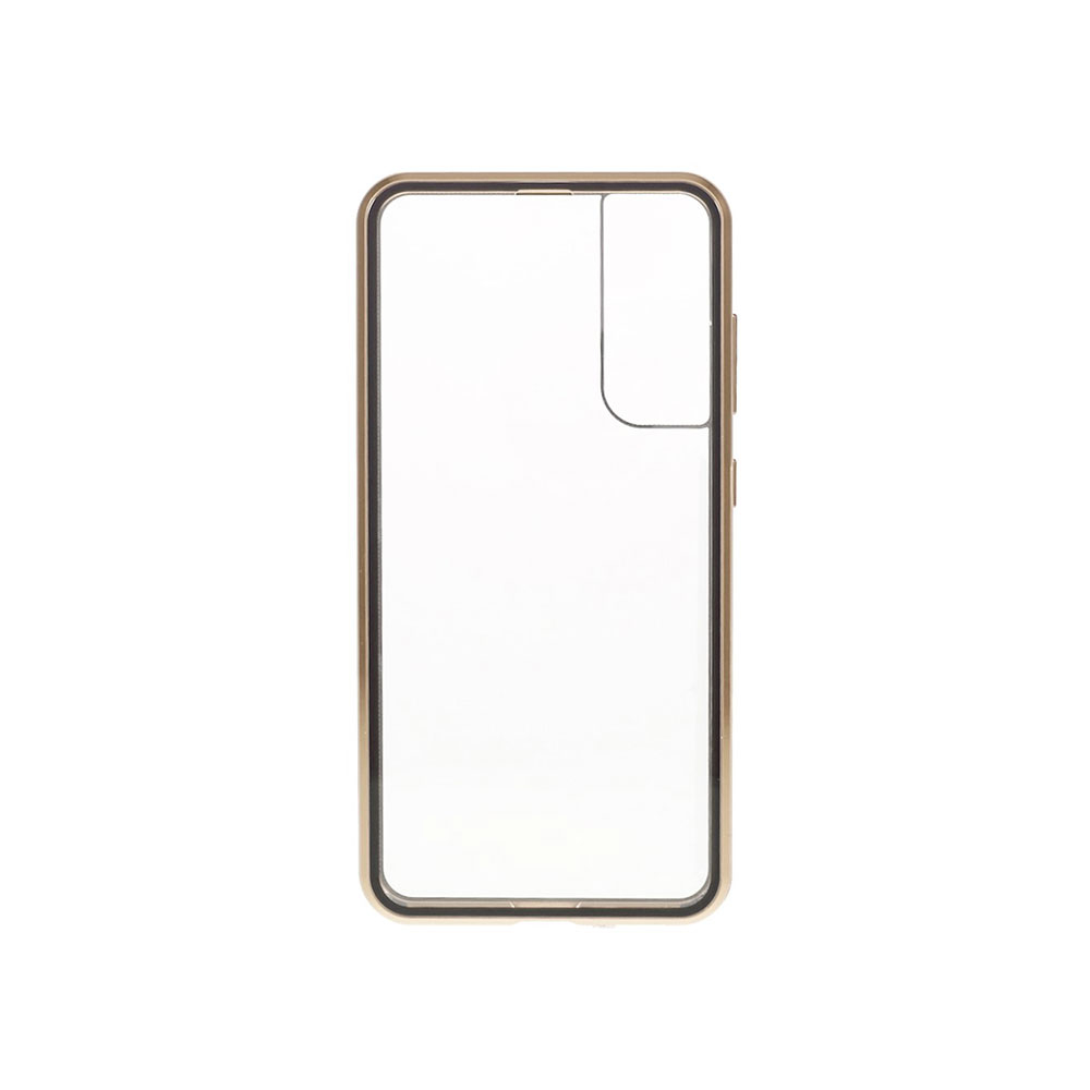 Samsung Galaxy S21 FE 5G Magnetische Alu Schutzhülle mit Panzer Glas Backcover   Displayschutz (Magnet-Technologie) - Gold