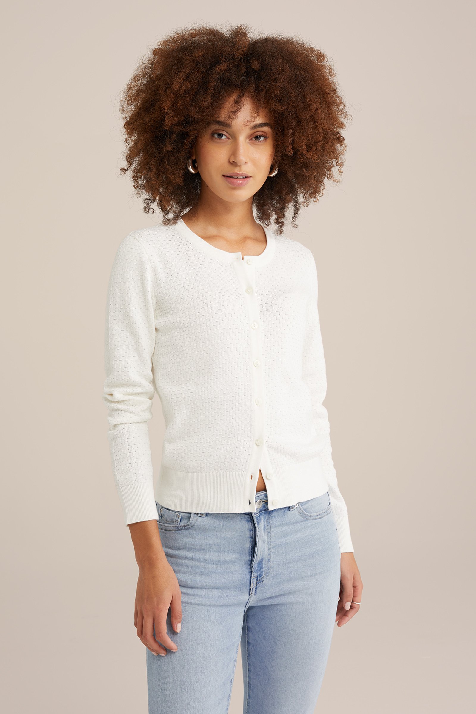 vest met structuur WE Fashion Gebroken wit