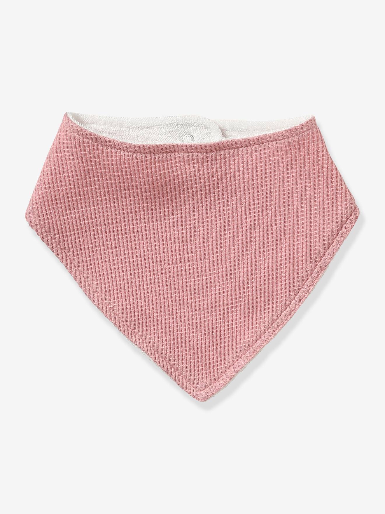 Pacote com 3 babadores bandana tamanho médio brancos com estampa em favo de mel.