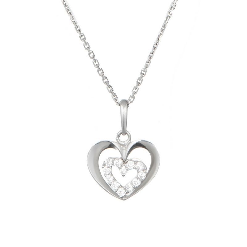 Pendentif Or blanc 375/1000 et zirconium