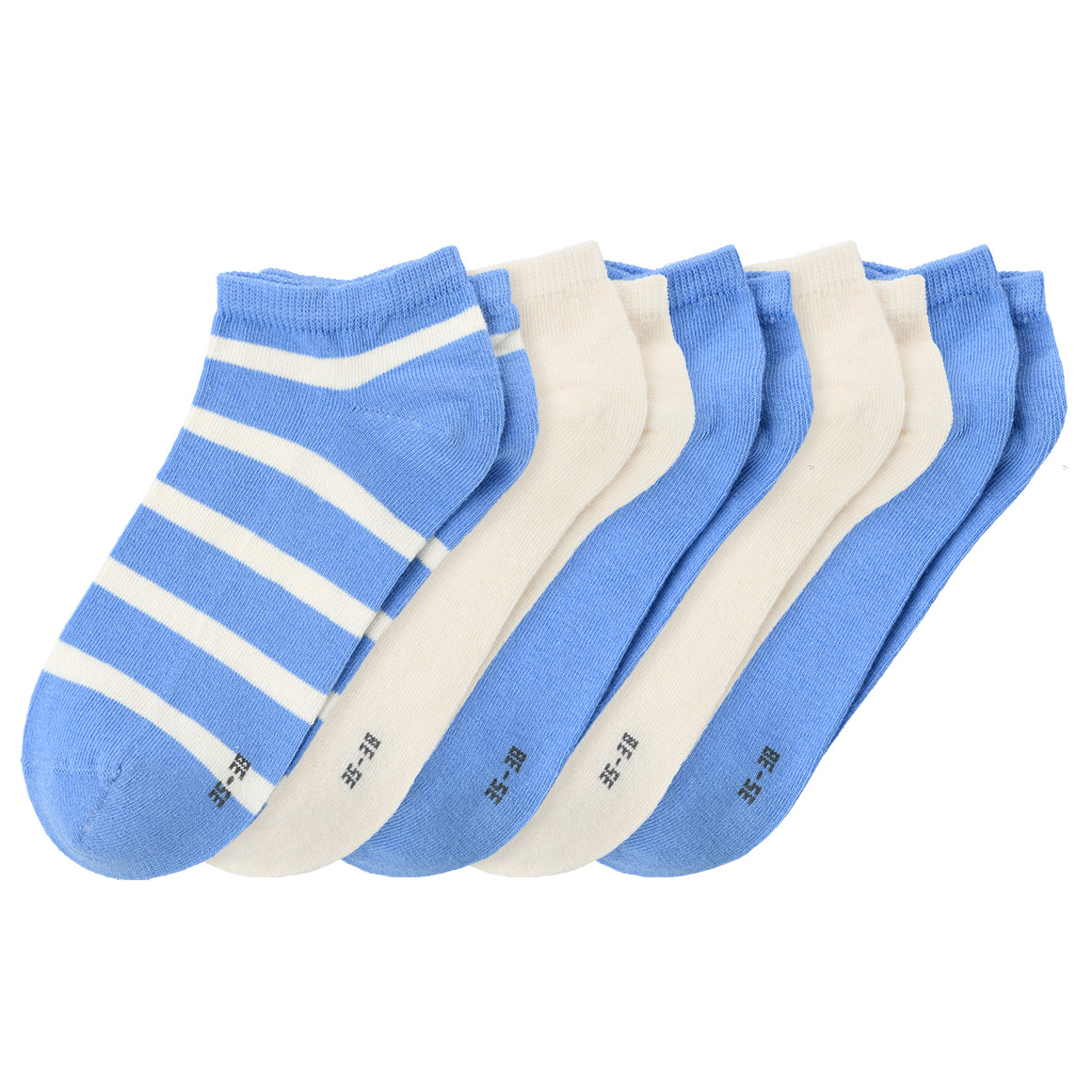 Famy 5 Paar Damen Sneaker-Socken im Set hellblau / weiss