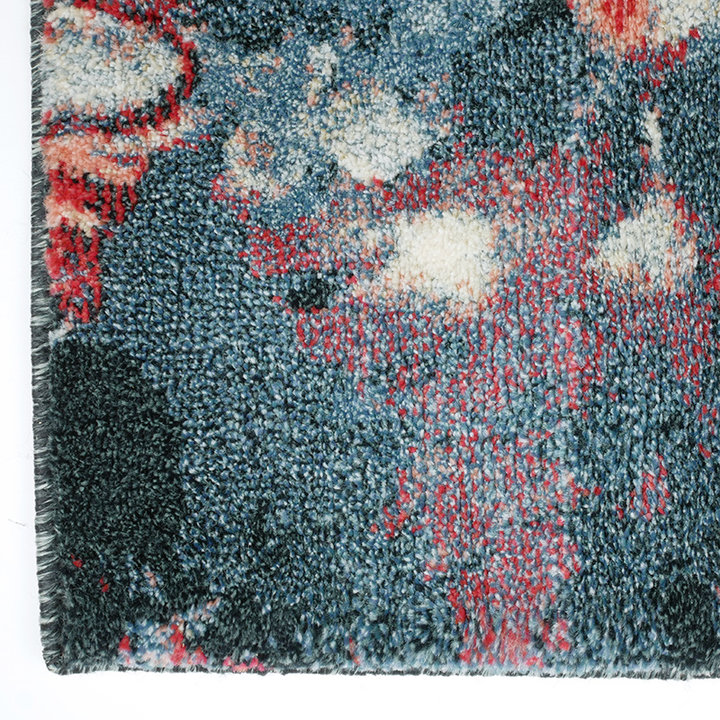Bloemen vloerkleed - Flores Blauw/Rood | Hoge kwaliteit