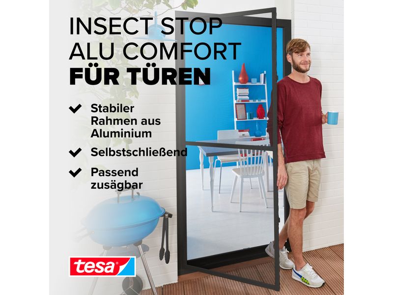 tesa Fliegengitter Insektenschutz Alu Comfort Tür 1 x 2.2m Insektenschutz für Türen