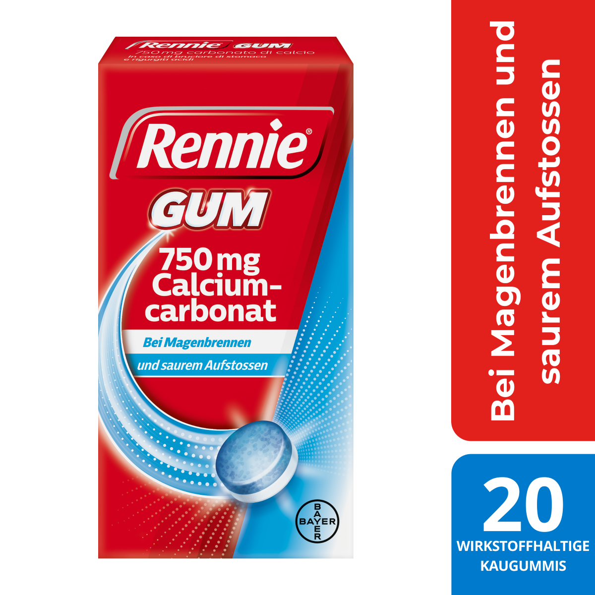 Rennie Gum<br>20 Stück, Blister, Wirkstoffhaltiger Kaugummi