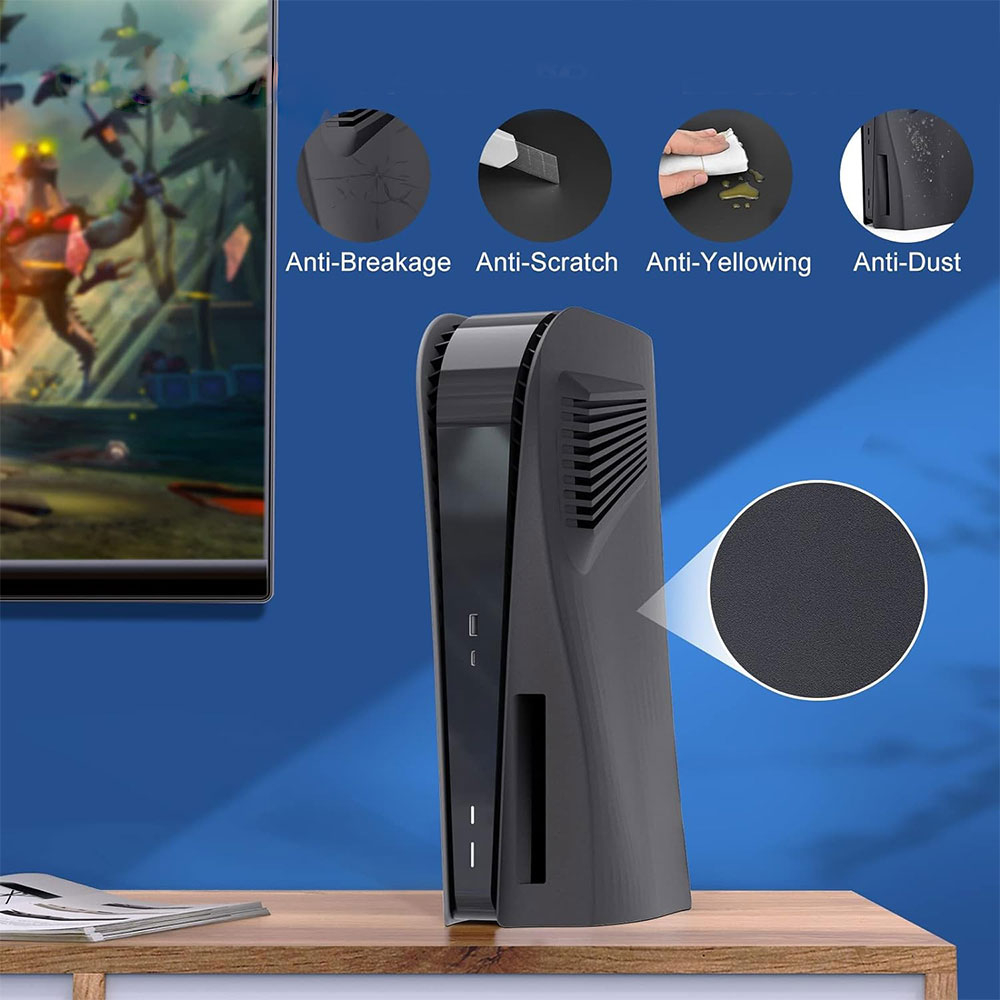 PlayStation 5 PS5 Frontplatte Faceplate Gehäuse Case Cover Dock Ersatzplatte mit Lufteinlass - Schwarz