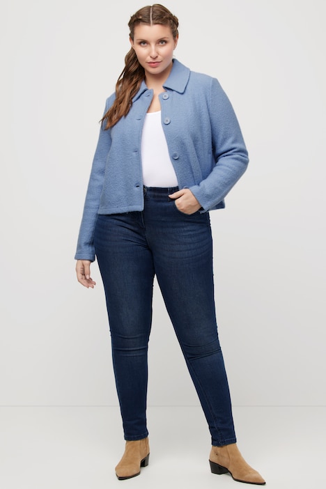 Wolljacke, Straight Fit, Hemdkragen, Langarm