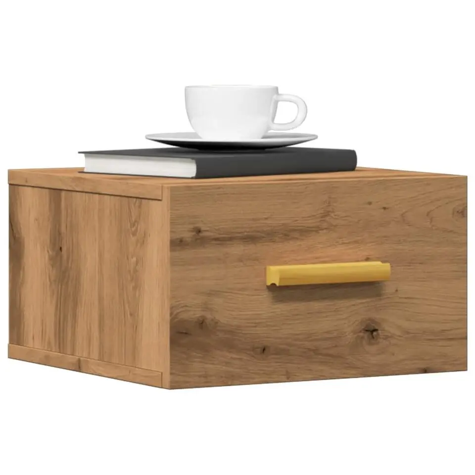vidaXL - Zwevend Nachtkastjes met lade - Artisan eiken - 35x35x20 cm - Set van 2