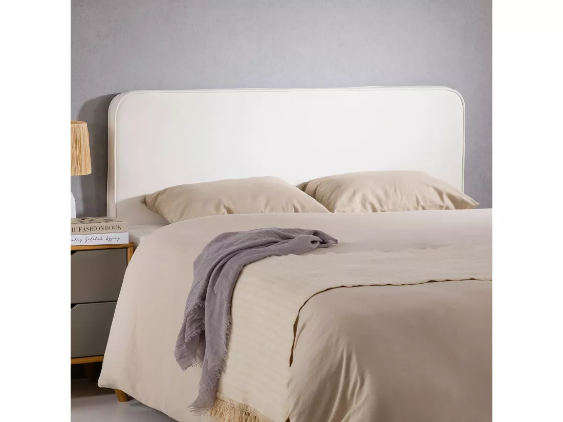Tête de lit CELEST 160, Rembourrée, Fixation murale, Design arrondi moderne, Pour lit 160 cm ou moins, Blanc