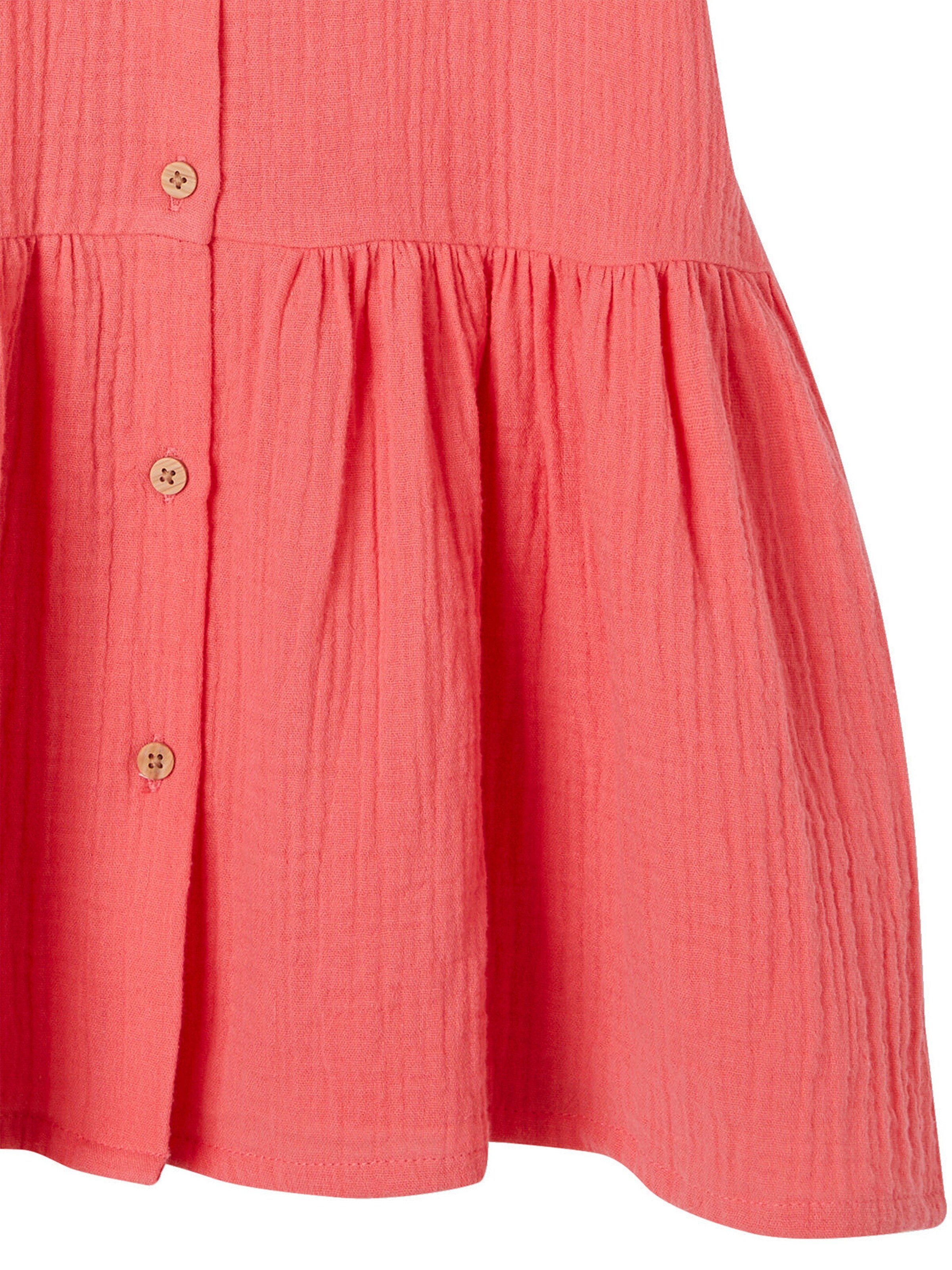Vertbaudet Mädchen Kleid mit Knopfleiste rot