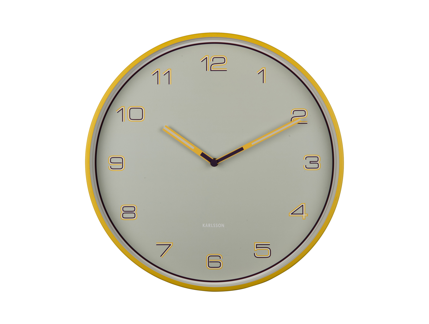Wall clock Lined Numbers bright yellow